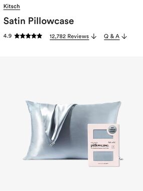 Kitsch blue satin standard size pillowcase New without Tag